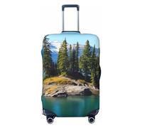 FJWSLCH Spirit Island in Lake Luggage Cover for Suitcase TSA Approved Elastic Suitcase Cover Anti-Scratch Travel Luggage Protector Cover Washable Trolley Case Cover Fit 18-32 Inch Luggage, Black, L