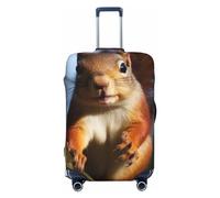 FJWSLCH Squirrel Funny Animal Luggage Cover for Suitcase TSA Approved Elastic Suitcase Cover Anti-Scratch Travel Luggage Protector Cover Washable Trolley Case Cover Fit 18-32 Inch Luggage, Black, XL