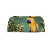 FJWSLCH Summer Parrot Pineapple Bird Makeup Bag Travel Cosmetic Bag for Women Men Pencil Case Zipper Toiletry Bag Purse, Gold, One Size