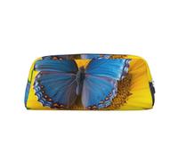 FJWSLCH Sunflower Blue Butterfly Makeup Bag Travel Cosmetic Bag for Women Men Pencil Case Zipper Toiletry Bag Purse, Silver, One Size