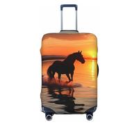 FJWSLCH Sunsets Lake Horses Luggage Cover for Suitcase TSA Approved Elastic Suitcase Cover Anti-Scratch Travel Luggage Protector Cover Washable Trolley Case Cover Fit 18-32 Inch Luggage, Black, S