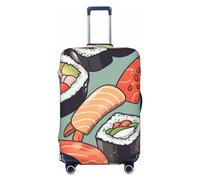 FJWSLCH Sushi Luggage Cover for Suitcase TSA Approved Elastic Suitcase Cover Anti-Scratch Travel Luggage Protector Cover Washable Trolley Case Cover Fit 18-32 Inch Luggage, Black, M