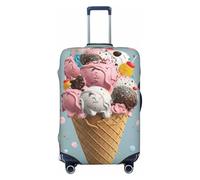 FJWSLCH Sweet Ice Cream Luggage Cover for Suitcase TSA Approved Elastic Suitcase Cover Anti-Scratch Travel Luggage Protector Cover Washable Trolley Case Cover Fit 18-32 Inch Luggage, Black, L