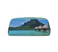 FJWSLCH Tahiti Beach Makeup Bag Travel Cosmetic Bag for Women Men Pencil Case Zipper Toiletry Bag Purse, Silver, One Size