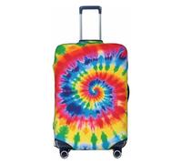 FJWSLCH tie dye rainbow Luggage Cover for Suitcase TSA Approved Elastic Suitcase Cover Anti-Scratch Travel Luggage Protector Cover Washable Trolley Case Cover Fit 18-32 Inch Luggage, Black, M