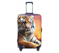 FJWSLCH Tiger Colorful Sunset Luggage Cover for Suitcase TSA Approved Elastic Suitcase Cover Anti-Scratch Travel Luggage Protector Cover Washable Trolley Case Cover Fit 18-32 Inch Luggage, Black, XL
