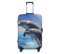 FJWSLCH Two Dolphins Luggage Cover for Suitcase TSA Approved Elastic Suitcase Cover Anti-Scratch Travel Luggage Protector Cover Washable Trolley Case Cover Fit 18-32 Inch Luggage, Black, S