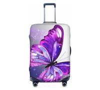 FJWSLCH Watercolor Purple Butterfly Luggage Cover for Suitcase TSA Approved Elastic Suitcase Cover Anti-Scratch Travel Luggage Protector Cover Washable Trolley Case Cover Fit 18-32 Inch Luggage,