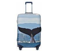 FJWSLCH Whale Tail Luggage Cover for Suitcase TSA Approved Elastic Suitcase Cover Anti-Scratch Travel Luggage Protector Cover Washable Trolley Case Cover Fit 18-32 Inch Luggage, Black, S