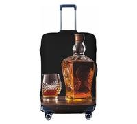FJWSLCH Whisky Beer Pictures Luggage Cover for Suitcase TSA Approved Elastic Suitcase Cover Anti-Scratch Travel Luggage Protector Cover Washable Trolley Case Cover Fit 18-32 Inch Luggage, Black, S