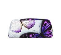 FJWSLCH White Purple Butterflies Makeup Bag Travel Cosmetic Bag for Women Men Pencil Case Zipper Toiletry Bag Purse, Silver, One Size