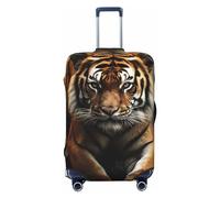 FJWSLCH Wild Animals Tiger Luggage Cover for Suitcase TSA Approved Elastic Suitcase Cover Anti-Scratch Travel Luggage Protector Cover Washable Trolley Case Cover Fit 18-32 Inch Luggage, Black, S
