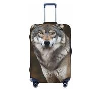 FJWSLCH Wild Wild Gray Wolf Luggage Cover for Suitcase TSA Approved Elastic Suitcase Cover Anti-Scratch Travel Luggage Protector Cover Washable Trolley Case Cover Fit 18-32 Inch Luggage, Black, XL