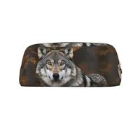FJWSLCH Wild Wild Gray Wolf Makeup Bag Travel Cosmetic Bag for Women Men Pencil Case Zipper Toiletry Bag Purse, Gold, One Size