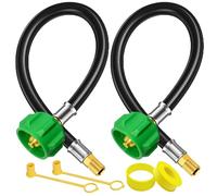 FJXBYWM 2 Pack 15" RV Propane Hose with 1/4" Male NPT & Qcc1/Typel,Propane Hose-Camper Propane Hose for RV Two-Stage Regulator-Dual LP Tank,Propane Tank Hose for BBQ,Outdoor Cooking,Camping,350PSI.