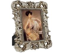 FJXMFRAME Silver Frames 5x7 Ornate Vintage Baroque Antique Picture Frame for Tabletop or Wall Display Wedding Photo with Glass Front