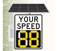 FJYAWEN 20"X 27"/24"X35" Solar Speed Radar Feedback Sign Road Safety Speed Limit Detector, Speed Display Radar Traffic Sign, Can Cover 4 Roads 60x90cm/24 x35-White