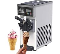 FJYAWEN Commercial Soft Serve Ice Cream Machine, Countertop Single Flavor Ice Cream Maker with One-Click Cleaning, 4-5 Kg/H Yield, 80-100 P/H, Lcd Panel for Snack Restaurants Bars White