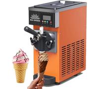 FJYAWEN Commercial Soft Serve Ice Cream Machine, Countertop Single Flavor Ice Cream Maker with One-Click Cleaning, 4-5 Kg/H Yield, 80-100 P/H, Lcd Panel for Snack Restaurants Bars Orange