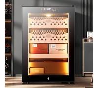 FJYAWEN Electric Cigar Humidor, 50 L, Quiet Electric Humidor, With Cooling and Heating as Well as Humidity Control for 200-300 Cigars, Cabinet Humidor with Drawers Made of Spanish Cedar,A