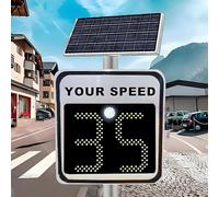 FJYAWEN Outdoor Solar Speed Radar Speed Limit Sign,Board Aluminum Radar Feedback Sign, 20"X 27"/24" X35 LED Speed Limit Sign, Applicable to Highways,Speed-Limited Roads 50x70cm/20 x27-White