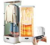 FJYAWEN Portable Clothes Dryer, Automatic Ironing Machine, 0.5-3h Timer, Double-Layer Sterilization, 360° Circulating Heat Flow Dries Quickly, With Remote Control