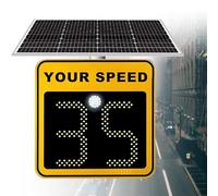 FJYAWEN Radar Feedback Sign Solar Powered, LED Radar Speed Display Sign Visual Distance 800m, Can Cover 4 Roads, High Intensity Grade Reflective Film 60x90cm/24 x35-Yellow