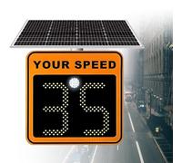 FJYAWEN Radar Feedback Sign Solar Powered, LED Radar Speed Display Sign Visual Distance 800m, Can Cover 4 Roads, High Intensity Grade Reflective Film 60x90cm/24 x35-Orange