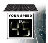 FJYAWEN Radar Feedback Sign Solar Powered, LED Radar Speed Display Sign Visual Distance 800m, Can Cover 4 Roads, High Intensity Grade Reflective Film 50x70cm/20 x27-White