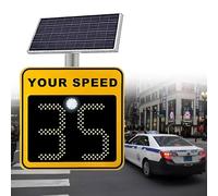 FJYAWEN Solar Powered LED Radar Feedback Sign,Radar Speed Signs, LED Speed Limit Sign,Aluminum Radar Speed Display Road Warning Board, High Brightness Reflective 60x90cm/24 x35-Yellow
