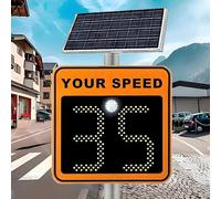 FJYAWEN Solar Powered Radar Speed Limit Sign with Accessories, LED Radar Feedback Sign Traffic Feedback Warning Board Speed Display, Visual Distance 800m, Can Cover 4 Roads 60x90cm/24 x35-Orange