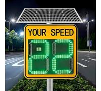 FJYAWEN Solar Radar Speed Sign, High Visibility Reflective and Leds, Speed Measurement Distance 300 M, Can Cover 4 Roads, 20 * 27/24 * 35 Inch, Ip65 Waterproof 50x70cm/20 x27-Yellow