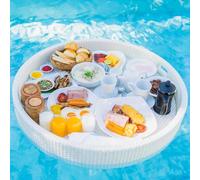 FJYAWEN Swimming Pool Floating Breakfast Tray, Luxury Floating Tray, Hotel Water Rattan Basket, Open-Air Afternoon Tea Dinner Plate For Breakfast Tea Tray Party Wedding Photography,White-80