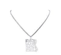 FJYIKKLO Stainless Steel Egypt Map Chain Necklace Silver Color Muslim Persian Scripture Necklace Jewelry acier inoxydable bijoux N7031S05