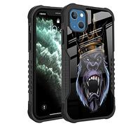 FJyuanqi Compatible with iPhone 13, 14 Case for Men Women, The Fiery Gorilla King Design Heavy Duty Anti Slip Shockproof Hard PC Back Soft TPU Prevention Protective Case for iPhone 13, 14