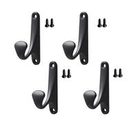 FJYXCHENXM 4 Pcs Curtain Tie Backs Hooks Universal Alloy Curtain Holdbacks with 8 Screws for Home Office, Black