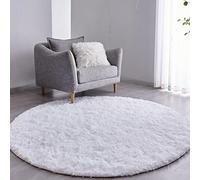 FJZFING White Round Rug Ultra-Soft Plush Modern 7x7 Circle Area Rug for Kid's Bedroom, Fluffy Shag Circular Rug for Nursery Room, Non-Slip Home Decor Cute White Carpet for Teen's Room