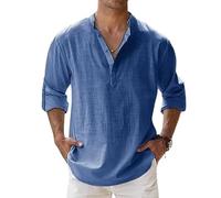 FJZFXKZL Marco Luca Classic Shirt,Men’s Long Sleeve Casual Beach Shirt with Stand Collar, Loose Fit Summer Top(K,4XL)