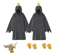 FJZFXKZL Wearable Goose Blanket Hoodie Onesie, Womens Pyjamas Polyester Fleece Oversized Men Hooded Duck Nightgown With Slippers(2pcs Black,M)