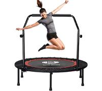 FK Sports 40"/48" Foldable Fitness Mini Trampoline, Rebounder for Adults, Indoor With Adjustable Handle for Body Exercise Workout, Max Load-140KG