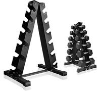 FK Sports 6 Tier Dumbbell Rack - Heavy Duty Steel Weight Stand, 400KG Capacity Hex Dumbbell Tree, Compact Home Gym Storage Holder, Black