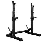 FK Sports Adjustable Squat Rack 250KG Max Load - Multi-Function Barbell Rack Stand with Built-in Weight Plate Storage, Height Adjustable Bench Press for Strength Training Home Gym (Black)
