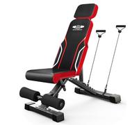 FK Sports Adjustable Weight Bench - 300KG Heavy-Duty Workout Bench, Incline Decline Gym Bench with Headrest and with 7 Adjustable Levels, Foldable Bench With Resistance Bands.