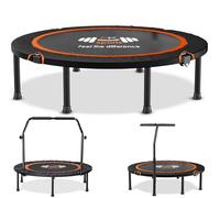 FK Sports Foldable Fitness Rebounder Trampolines, 48" Foldable Mini Trampoline with T Bar Handle, Round Mini Fitness Trampoline a indoor trampoline (48" with T bar Handle)