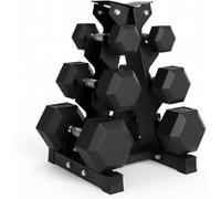 FK Sports Hex Dumbbell Set with Compact Storage 3 Tier Rack - 2.5KG-15KG Rubber-Coated Weights for Strength Training & Space-Saving Workout Setup (10-15KG Set)