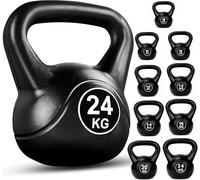 FK Sports Kettlebell Set - Heavy Weight Vinyl Kettlebells Set for Exercise Home Gym Workout - 16kg, 20kg, 24kg Kettlebell Weight Set for Women & Men - Gym Equipment for Home (Black, 24KG)