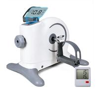 FK Sports Mini Exercise Bike Pedal Exerciser with LCD Display, Under Desk Bike for Arm & Leg Exercise, Portable Desk Cycle with Adjustable Resistance for Seniors, Rehabilitation & Home Fitness (White)