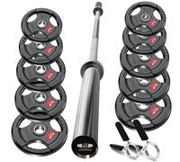 FK Sports Olympic Barbell Weights Set - 65KG|100KG|150KG Cast Iron Tri-Grip Weight Plates with 4FT|5FT|6FT|7FT Barbell - 2inch Complete Strength Training Weight Set for Home Gym (150KG SET + 7FTBAR)