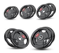 FK Sports Olympic Weight Plates with Rubber Finish - Cast Iron Core, Tri-Grip Design, 2" Opening, Barbell Weight Set for Home & Gym Strength Training - 2.5kg, 5kg, 15kg, 20kg, 25kg Pairs (150KG Set)