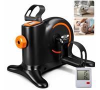 FK Sports Pedal Exerciser, Mini Exercise Bike with Digital Display, Pedal Sit Down Under Desk Bike for Leg Arm Foot, Small Cycle Equipment for Home (Upgraded Premium Black)
